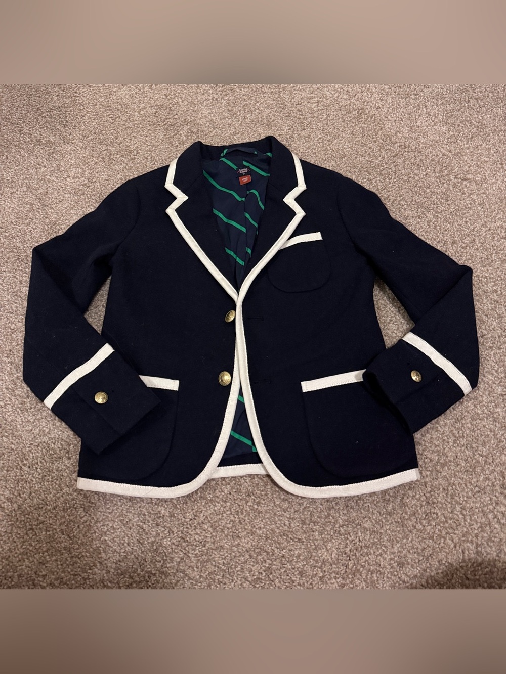 NWOT Rowing Blazer Kid's Navy Contrast-Trim Blazer Jacket XS（4/5）